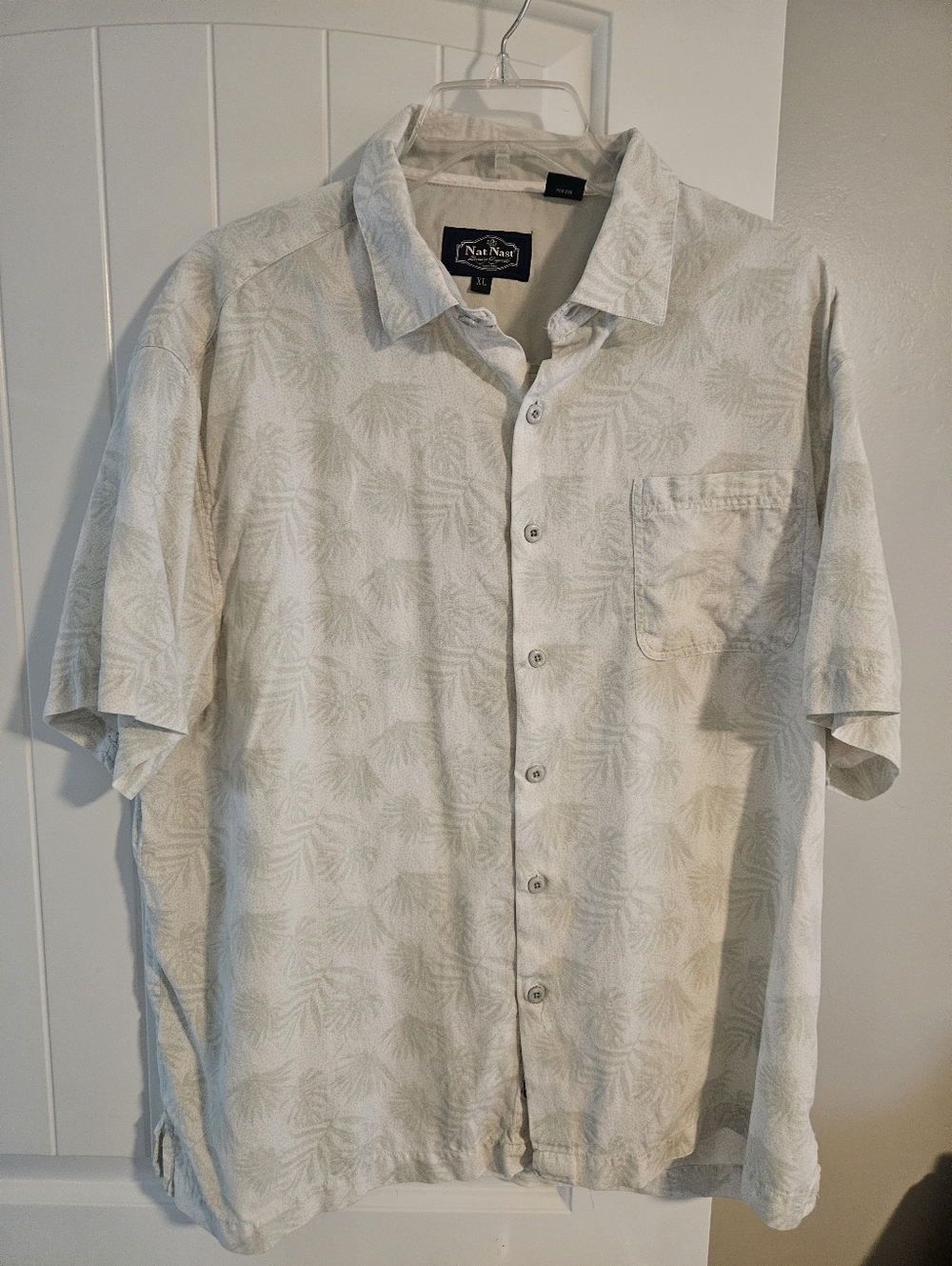 Nat Nast Men’s Hawaiian Palm-Print Shirt in Light  Light Green Size XL